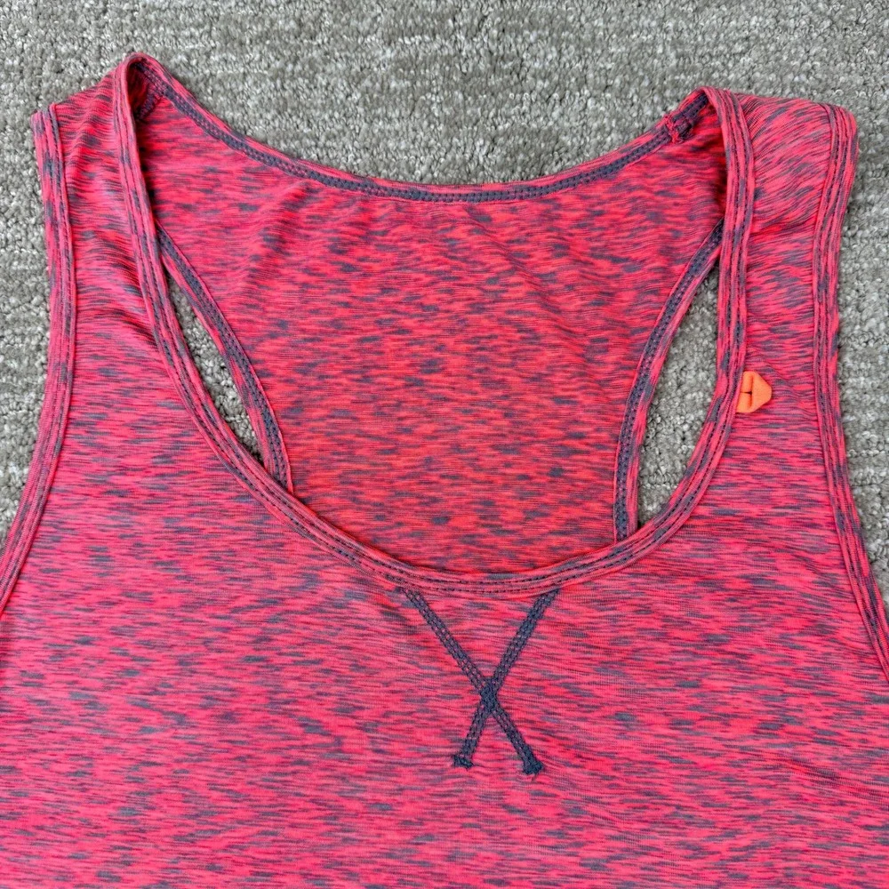 Athleta Tank Top Womens M Pink White Set of 2 Racerback Space Dye Mesh Athletic - Picture 3 of 12